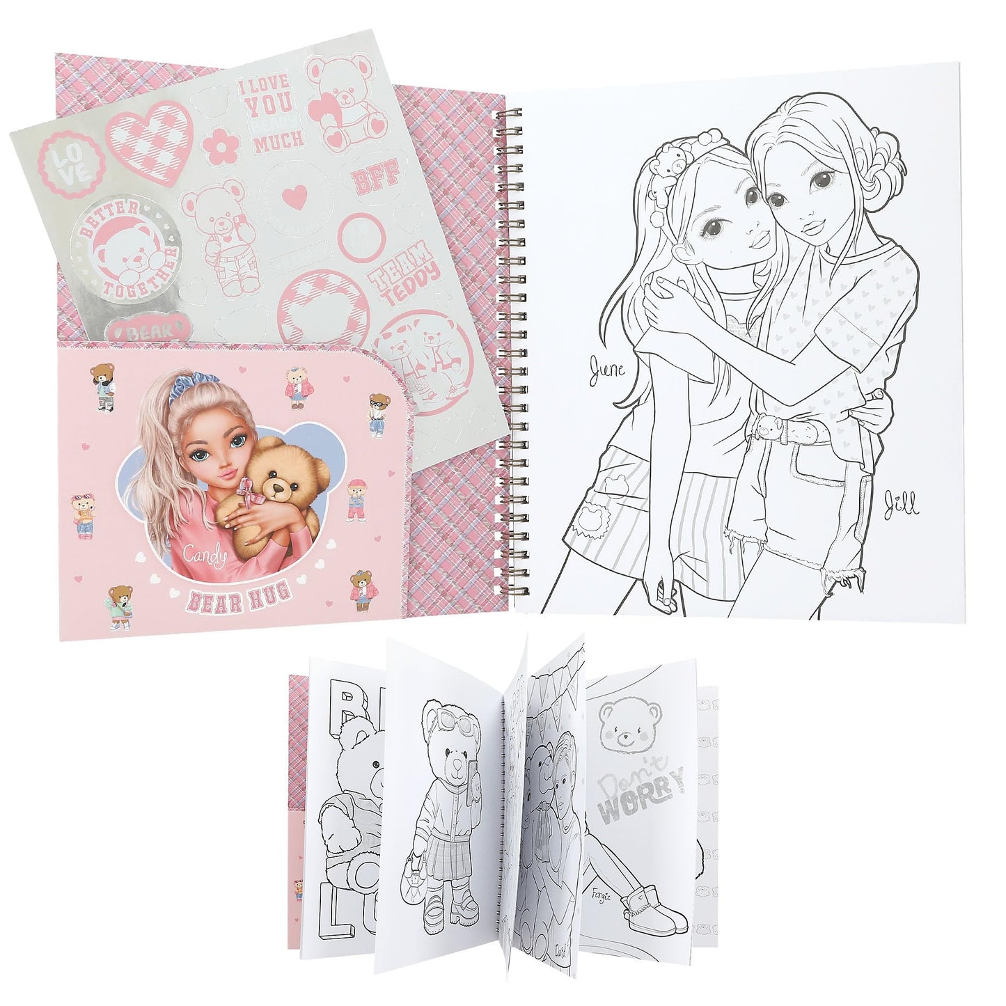 Depesche TOPModel Team Teddy 13210 Colouring Book with 40 Pages for Designing Model and Teddy Motifs, Includes 1 Sticker Sheet