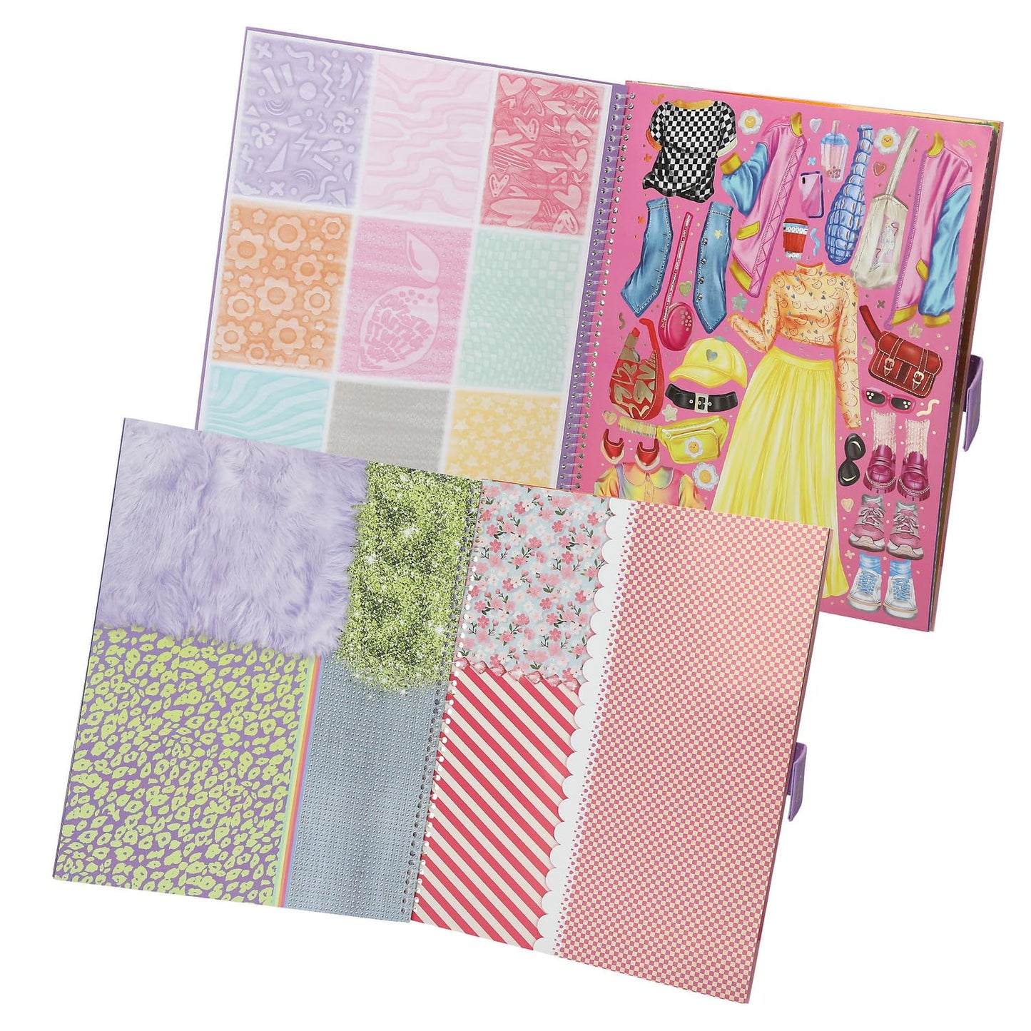 Depesche TOPModel 13584 Colouring Book with 33 Pre-Printed Pages for Designing Outfits, Set Including Paper, Stencil, Stickers and Much More, White