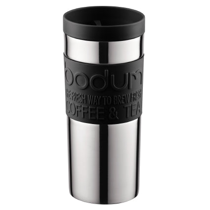 BODUM 11093-01 Screw-Top Vacuum Stainless Steel Travel Mug, 0.35 L - Small, Black, 1 Count (Pack of 1)